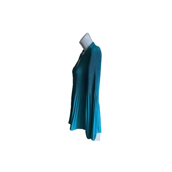 Alfani Teal V-Neck Micro Permanent Pleat Tunic - Picture 2 of 3